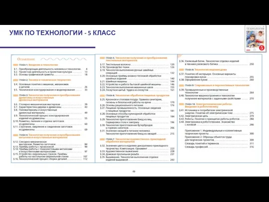 УМК ПО ТЕХНОЛОГИИ - 5 КЛАСС