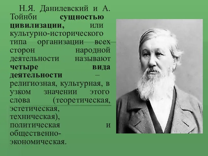 Н.Я. Данилевский и А.Тойнби сущностью цивилизации, или культурно-исторического типа организации