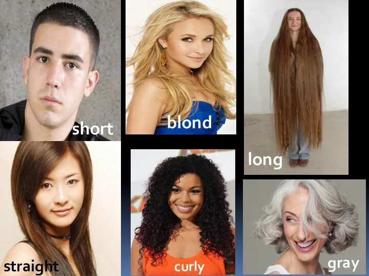 blond long short curly straight gray