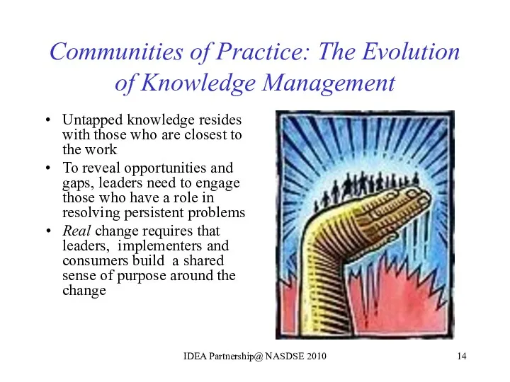 Communities of Practice: The Evolution of Knowledge Management Untapped knowledge resides with those