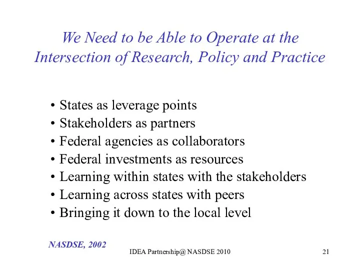 We Need to be Able to Operate at the Intersection of Research, Policy