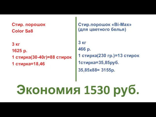 Экономия 1530 руб. Стир. порошок Color Sa8 3 кг 1625