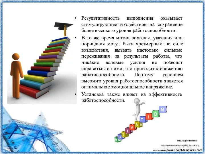 Результативность выполнения оказывает стимулирующее воздействие на сохранение более высокого уровня