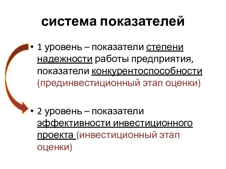 система показателей 1 уровень – показатели степени надежности работы предприятия,