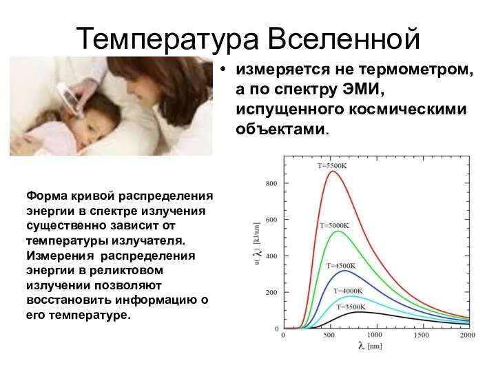 Температура Вселенной измеряется не термометром, а по спектру ЭМИ, испущенного