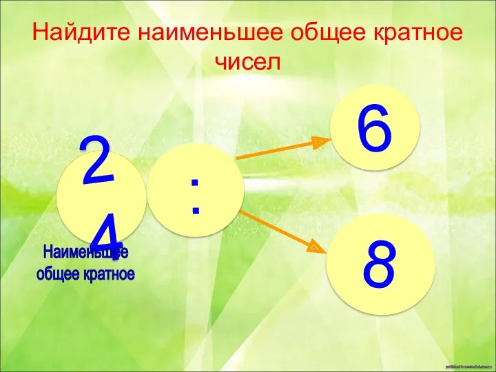 Найдите наименьшее общее кратное чисел 6 8 : ? 24 Наименьшее общее кратное