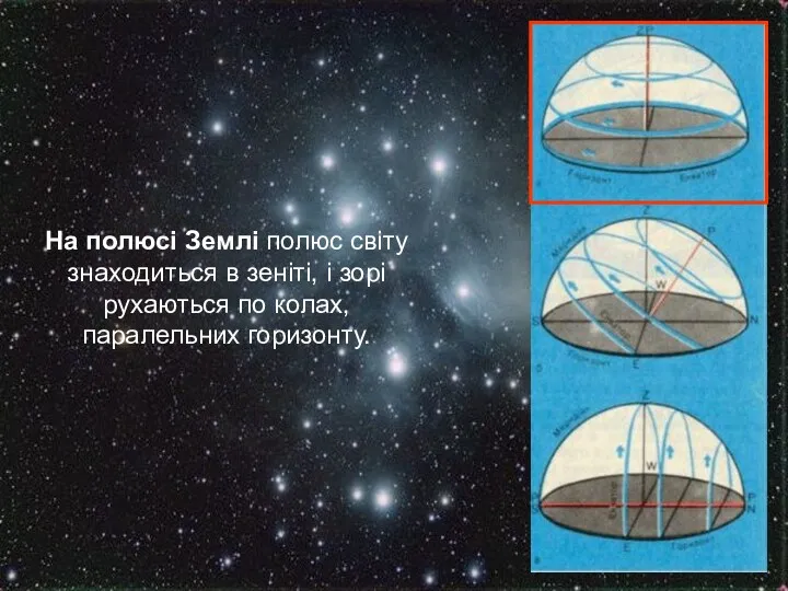 Основні лінії і точки небесної сфери На полюсі Землі полюс