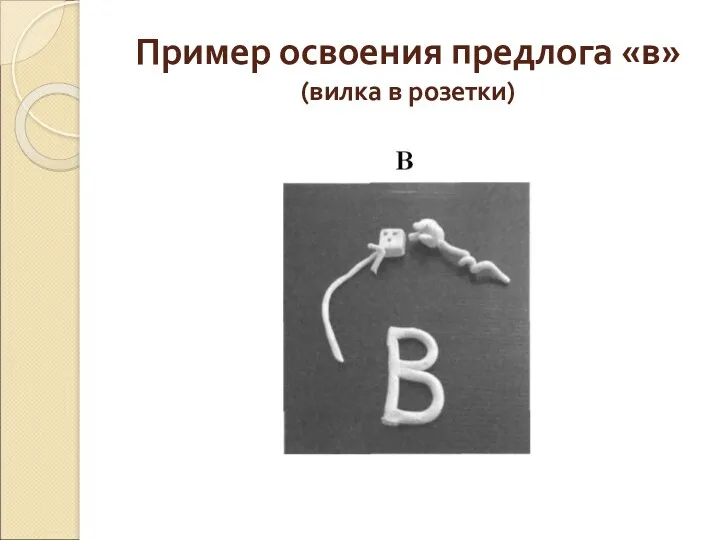 Пример освоения предлога «в» (вилка в розетки)