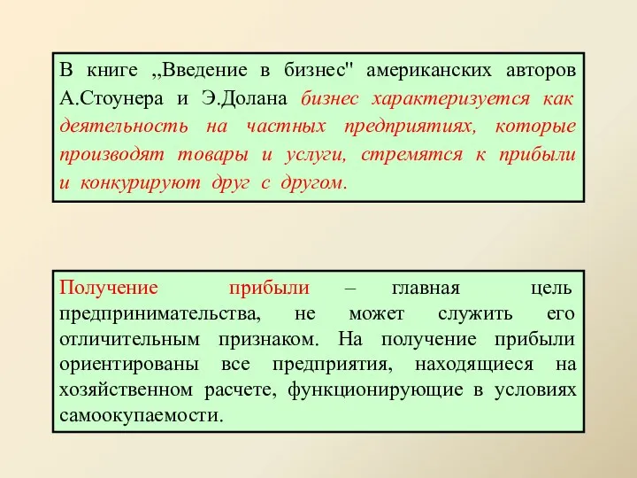 В книге ,,Введение в бизнес'' американских авторов А.Стоунера и Э.Долана