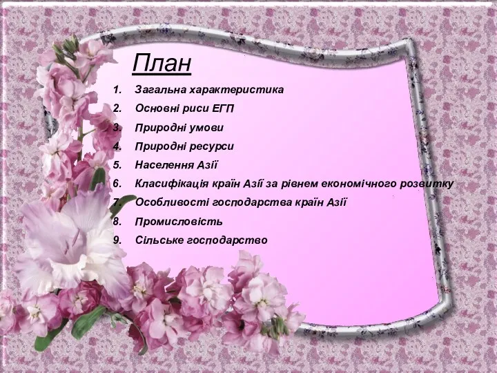 Загальна характеристика Основні риси ЕГП Природні умови Природні ресурси Населення