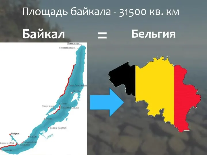 Байкал Бельгия = Площадь байкала - 31500 кв. км