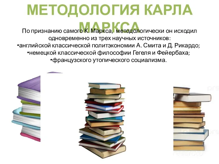 МЕТОДОЛОГИЯ КАРЛА МАРКСА По признанию самого К. Маркса, методологически он