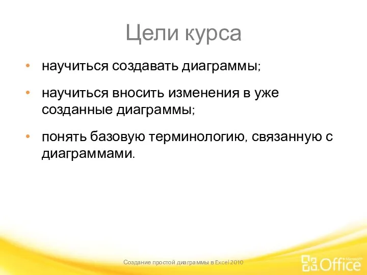 Цели курса научиться создавать диаграммы; научиться вносить изменения в уже