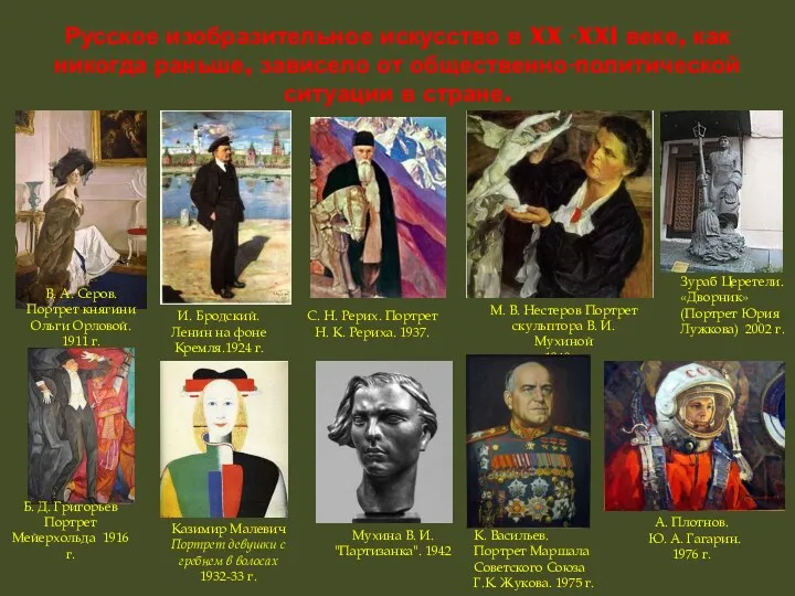 Русское изобразительное искусство в XX -XXI веке, как никогда раньше, зависело от общественно-политической