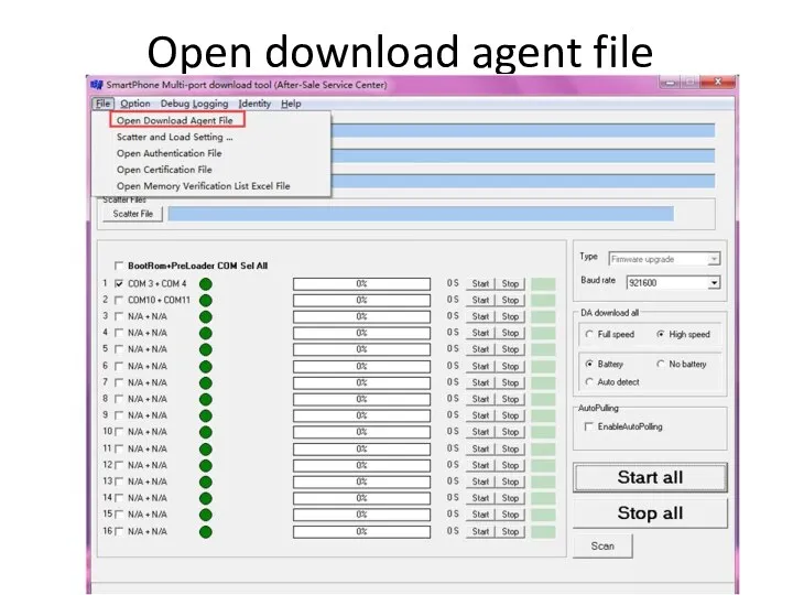 Open download agent file