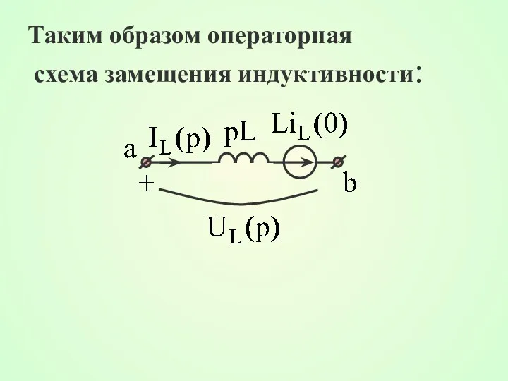 Таким образом операторная схема замещения индуктивности: