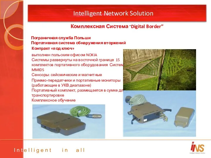 Intelligent Network Solution Пограничная служба Польши Портативная система обнаружения вторжений Контракт «под ключ»