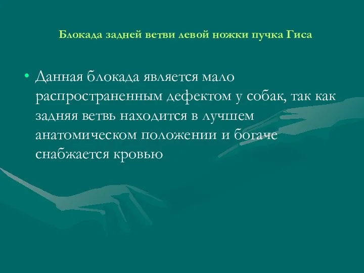 Блокада задней ветви левой ножки пучка Гиса Данная блокада является