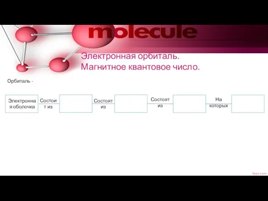 Электронная орбиталь. Магнитное квантовое число. Орбиталь - Электронная оболочка Состоит