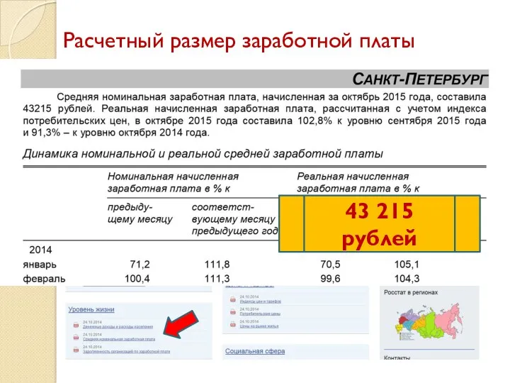 Расчетный размер заработной платы 43 215 рублей