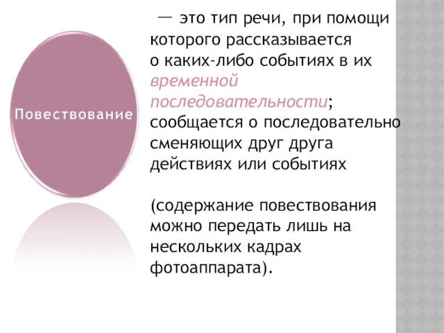 — это тип речи, при помощи которого рассказывается о каких-либо