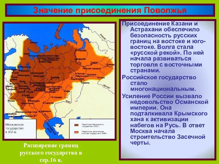 Присоединение Казани и Астрахани обеспечило безопасность русских границ на востоке