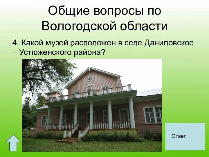 Общие вопросы по Вологодской области 4. Какой музей расположен в