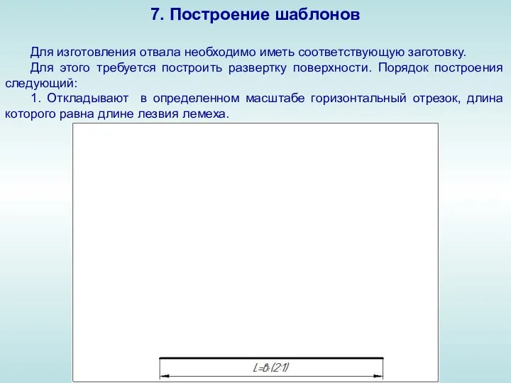 7. Построение шаблонов Для изготовления отвала необходимо иметь соответствующую заготовку.