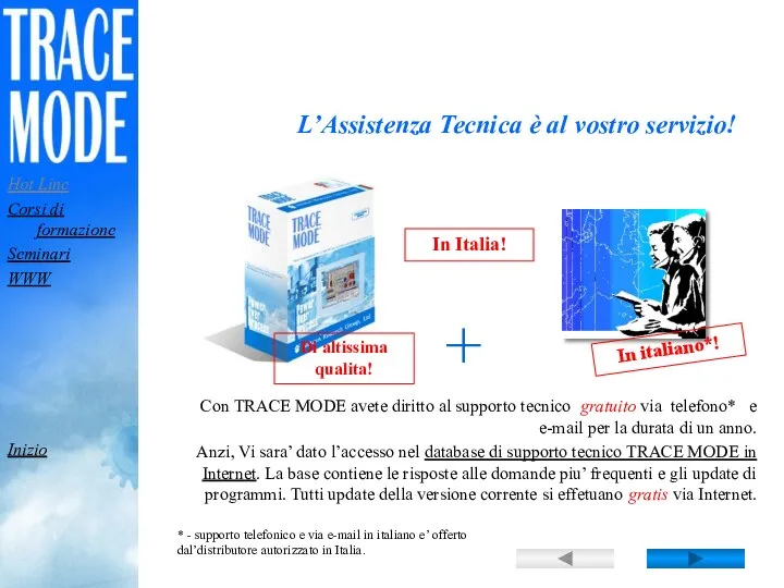 L’Assistenza Tecnica è al vostro servizio! Con TRACE MODE avete diritto al supporto