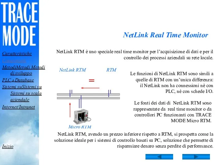 NetLink Real Time Monitor NetLink RTM è uno speciale real time monitor per
