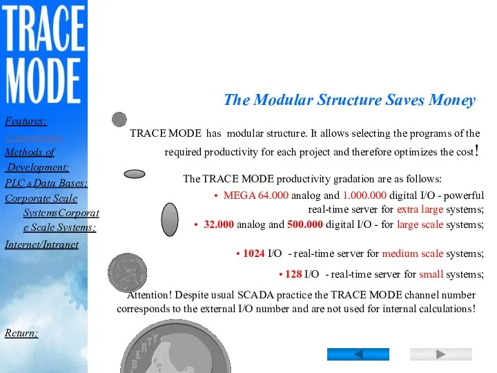 TRACE MODE has modular structure. It allows selecting the programs of the required