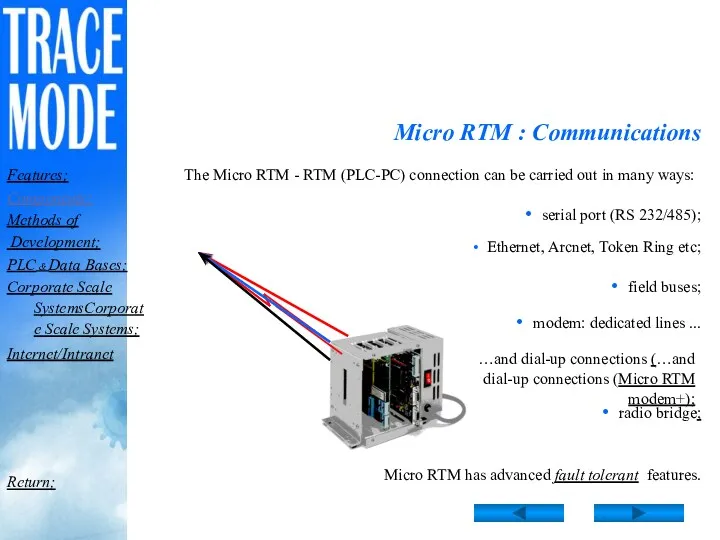 Micro RTM : Communications serial port (RS 232/485); The Micro