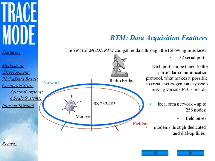 RTM: Data Acquisition Features The TRACE MODE RTM can gather