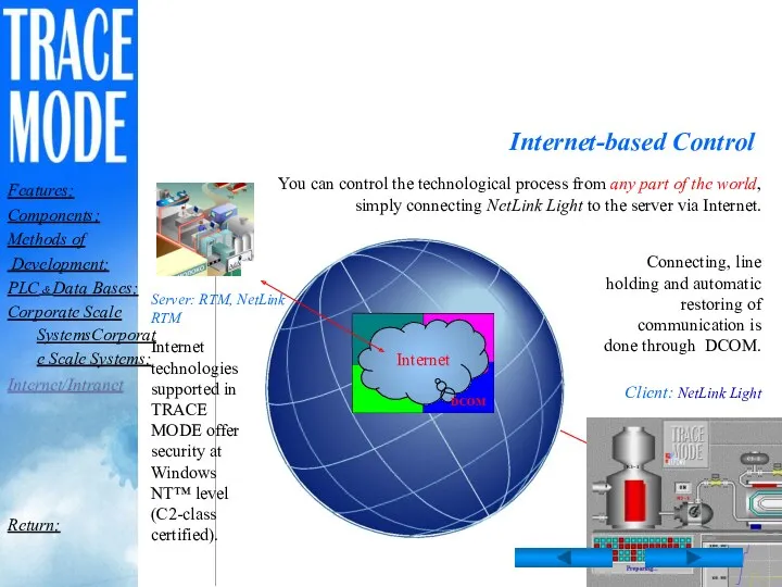 Internet-based Control You can control the technological process from any part of the