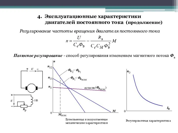 Регулирование частоты вращения двигателя постоянного тока Полюсное регулирование - способ