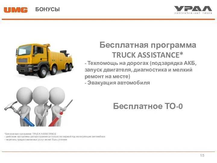 БОНУСЫ Бесплатная программа TRUCK ASSISTANCE* - Техпомощь на дорогах (подзарядка