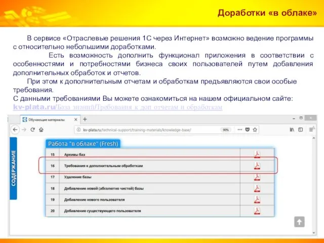 Доработки «в облаке» В сервисе «Отраслевые решения 1С через Интернет»