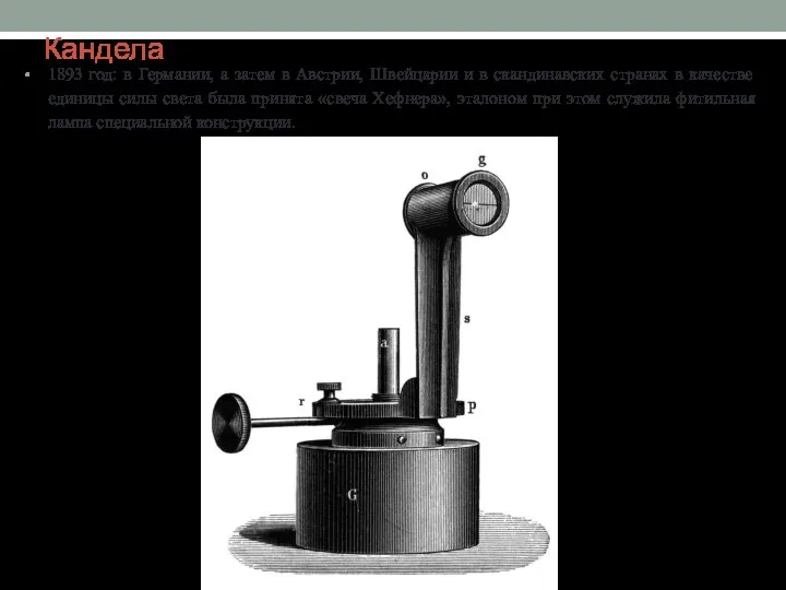 Кандела 1893 год: в Германии, а затем в Австрии, Швейцарии