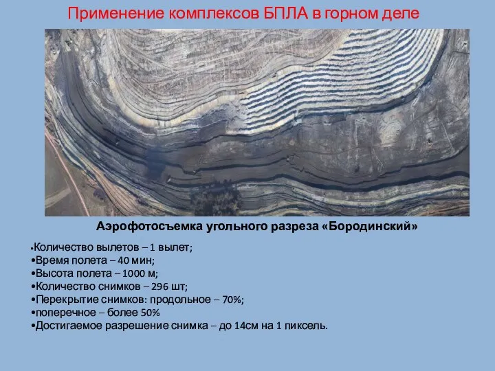 Применение комплексов БПЛА в горном деле •Количество вылетов – 1