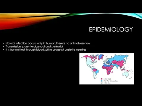 EPIDEMIOLOGY Natural infection occurs only in human,there is no animal
