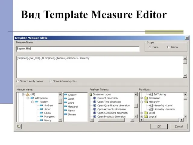 Вид Template Measure Editor