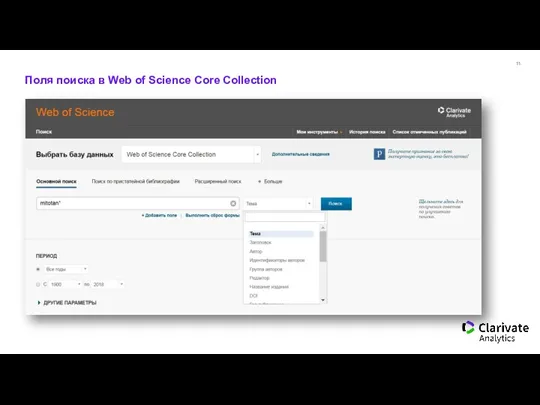 Поля поиска в Web of Science Core Collection