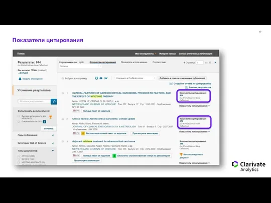 Показатели цитирования