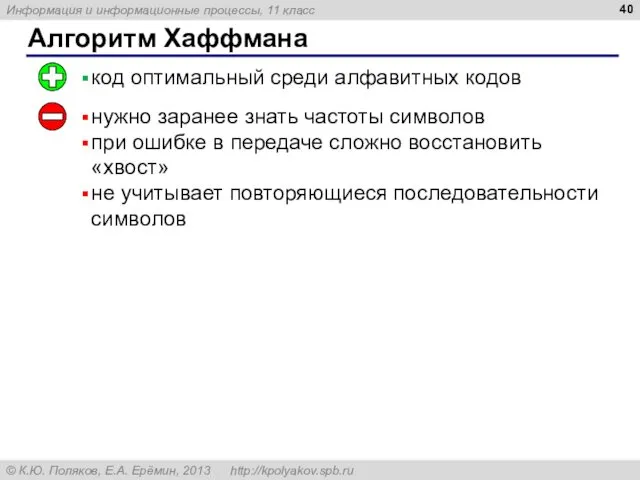 Алгоритм Хаффмана код оптимальный среди алфавитных кодов нужно заранее знать