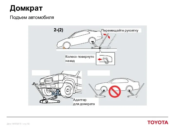 Домкрат Подъем автомобиля Перемещайте рукоятку Колесо повернуто назад Адаптер для домкрата