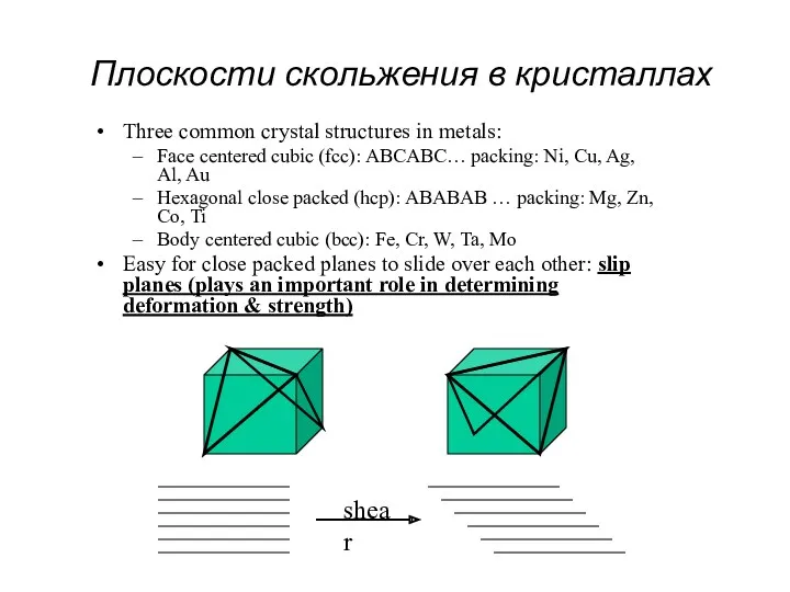 Three common crystal structures in metals: Face centered cubic (fcc): ABCABC… packing: Ni,