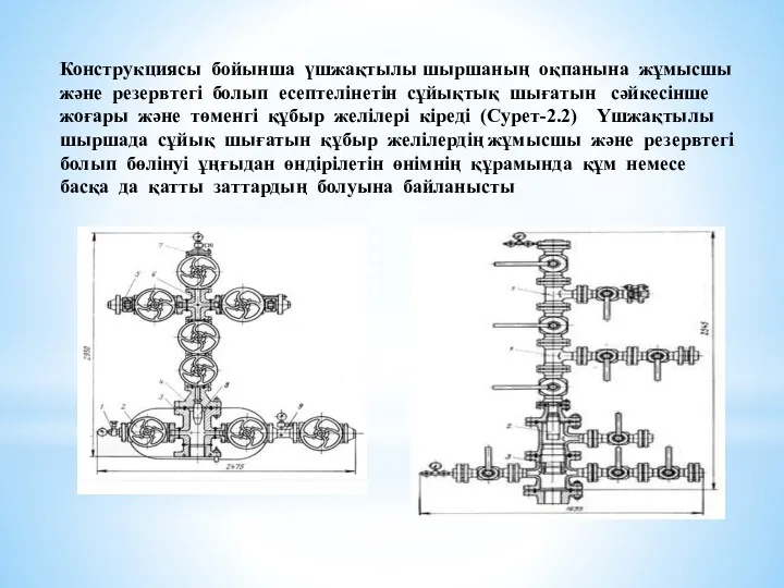 Конструкциясы бойынша үшжақтылы шыршаның оқпанына жұмысшы және резервтегі болып есептелінетін