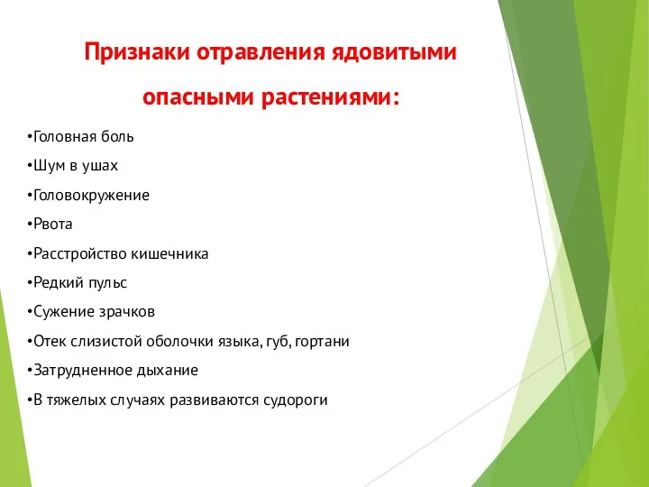 Признаки отравления ядовитыми опасными растениями: Головная боль Шум в ушах