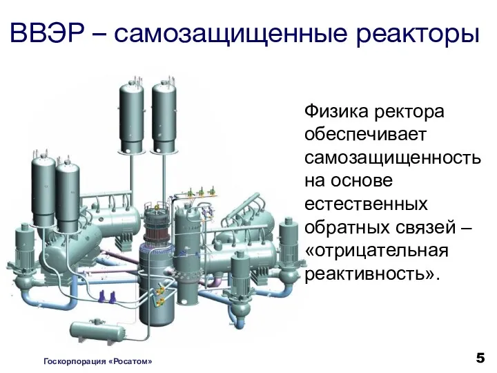 ВВЭР – самозащищенные реакторы Физика ректора обеспечивает самозащищенность на основе