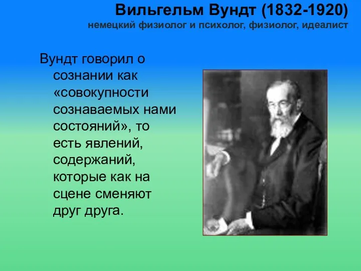 Вильгельм Вундт (1832-1920) немецкий физиолог и психолог, физиолог, идеалист Вундт
